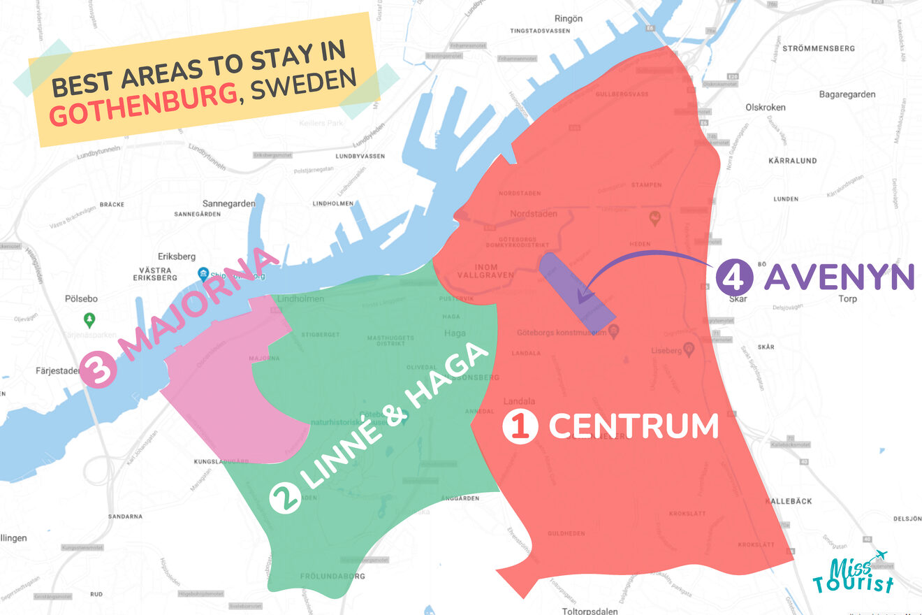 Map of best places to stay Gothenburg